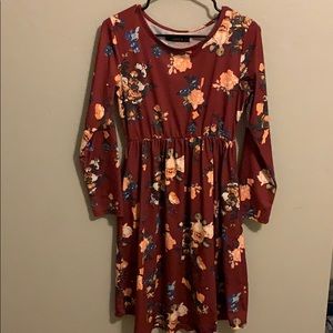 Maroon floral dress